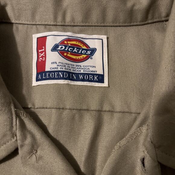 Dickies Mens Long Sleeve Industrial Pocket Work Shirt RN20697 Beige Sz XXL 2XL - Picture 4 of 7